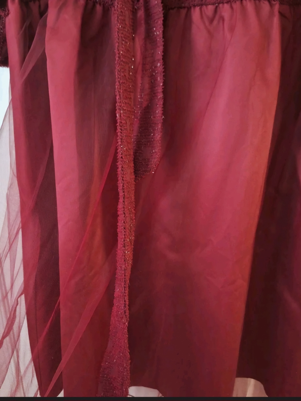 BloomChic Burgundy Textured Tulle Midi Dress w/ Belt Plus Size 26 NWT - Picture 5 of 6
